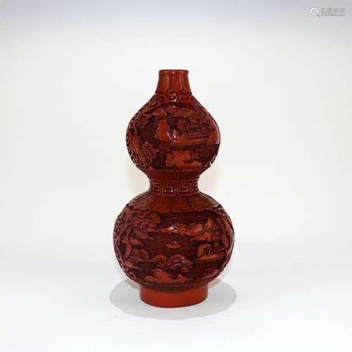 A Chinese Carved Lacquer Double Gourd Vase