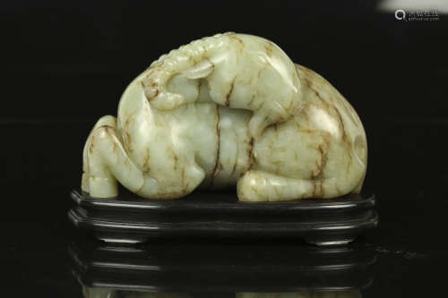 A Chinese Carved Jade Decoration with Goat Shape