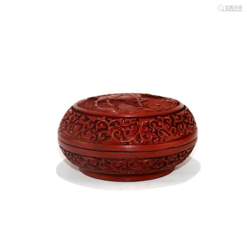 A Chinese Carved Lacquer Round Box with Cover