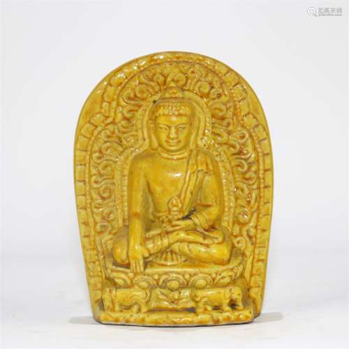 A Chinese Yellow Glazed Porcelain Buddha