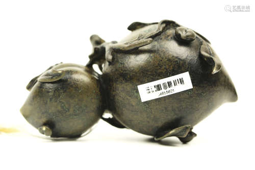 A Chinese Carved Bronze Water Pot with Two Peach Shape