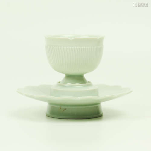 A Chinese Celadon Porcelain Tea Cup Set