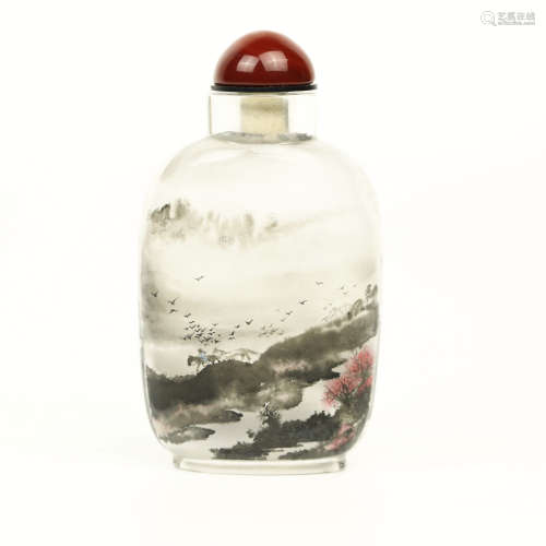 A Chinese Carved Crystal Inside Painting Snuff Bottle