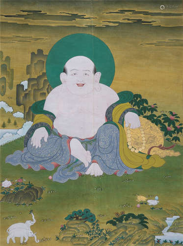 TIBETAN THANGKA OF SEATED BUDDHA