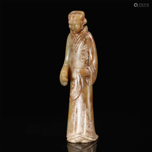 CHINESE ANCIENT JADE STANDING FIGURE