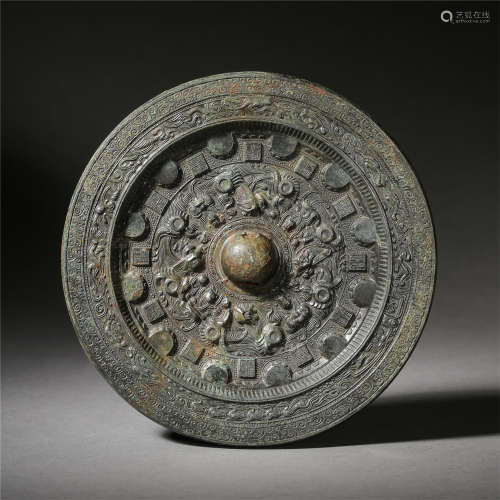 CHINESE BRONZE ROUND MIRROR TANG DYNASTY