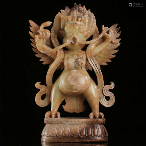 CHINESE JADE STANDING GOD OF EAGLE