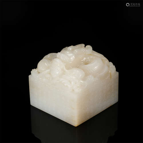 CHINESE WHITE JADE BEAST SEAL