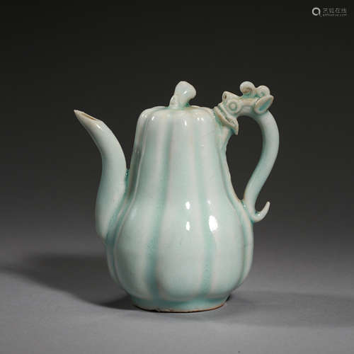 CHINESE PORCELAIN HUTIANYAO KILN MELON SHAPED KETTLE