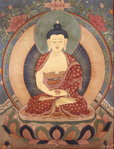 TIBETAN THANGKA OF SEATED BUDDHA