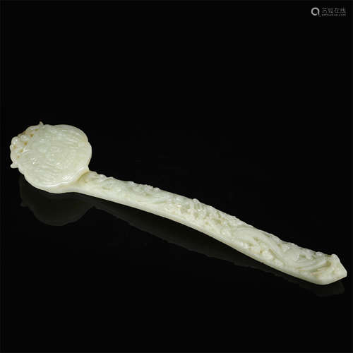 CHINESE CELADON JADE RUYI SCEPTER