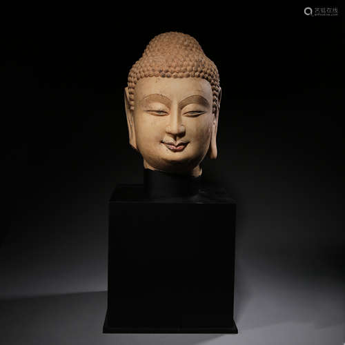 CHINESE ALABASTER GUANYIN HEAD TAND DYNASTY