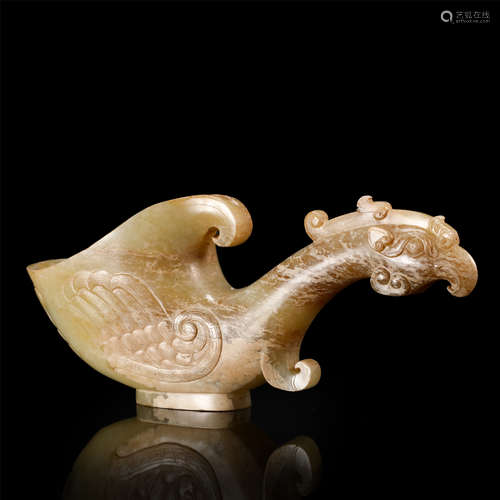 CHINESE JADE BRID JUE CUP HAN DYNASTY