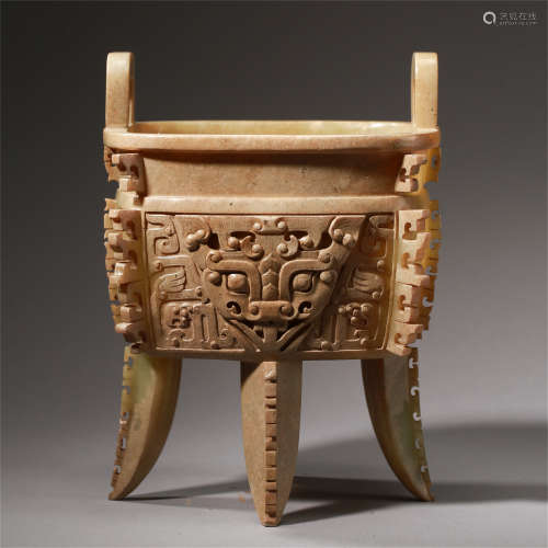 CHINESE ANCIENT JADE SQUARE CENSER