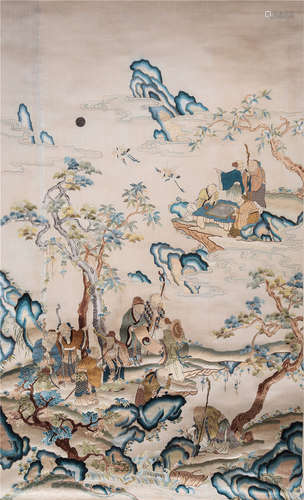 CHINESE EMBROIDERY TAPESTRY OF IMMORTALS