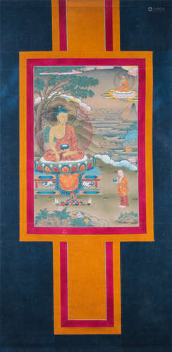 TIBETAN THANGKA OF SEATED BUDDHA