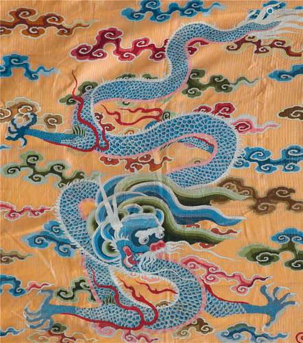 CHINESE EMBROIDERY DRAGON TAPESTRY QING DYNASTY