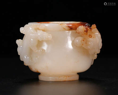 A HETIAN JADE CARVED DRAGON PATTERN CENSER