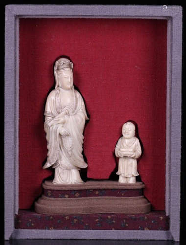 A SOAPSTONE CARVED GUANYIN BUDDHA