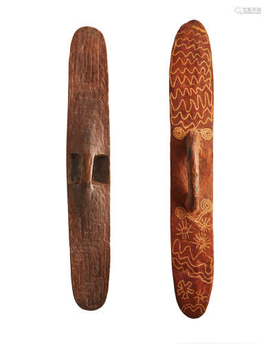 Two Aboriginal Parrying Shields, Central Australia