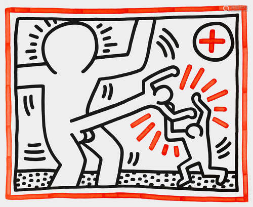 Three Lithographs: one plate Keith Haring(1958-1990)