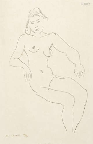 Nu assis, chevelure foncée Henri Matisse(1869-1954)