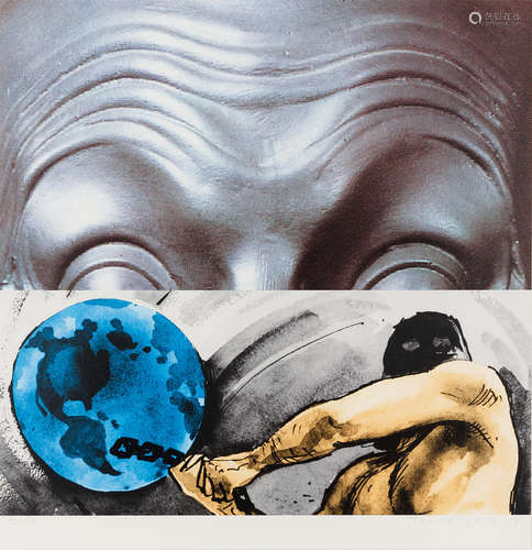 Raised Eyebrows/Furrowed Heads: Figure with Globe John Baldessari(born 1931)