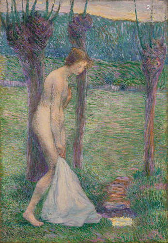 Baigneuse 21 1/2 x 15 in (54.6 x 38.1 cm) Hippolyte Petitjean(1854-1929)