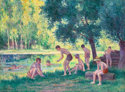 Baignade dans la cure 23 3/4 x 31 7/8 in (60.3 x 80.5 cm) MAXIMILIEN LUCE(1858-1941)