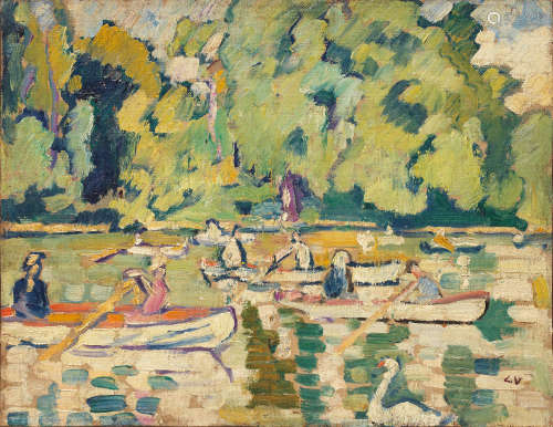 Barques au bois de Boulogne 10 3/4 x 13 7/8 in (27.3 x 35.1 cm) Louis Valtat(1869-1952)