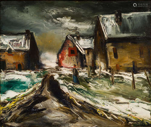 Hameau sous la neige 18 1/8 x 21 3/4 in (46 x 55.2 cm) MAURICE DE VLAMINCK(1876-1958)