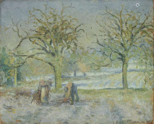 Paysage d'Hiver (recto); Basse-cour avec poules et canards (verso) 14 3/4 x 17 3/4 in (37.5 x 45.1 cm) CAMILLE PISSARRO(1830-1903)