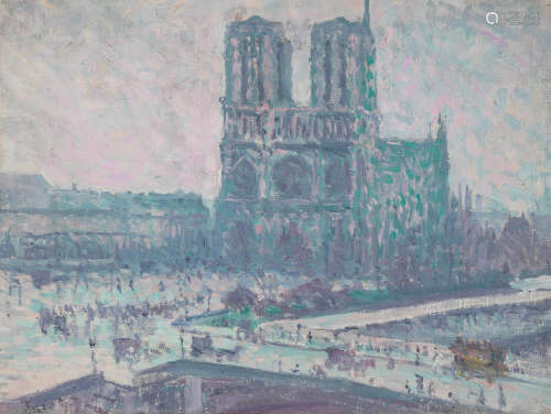 Notre Dame de Paris 11 1/2  x 15 in (29.2 x 38.1 cm) Maximilien Luce(1858 - 1941)