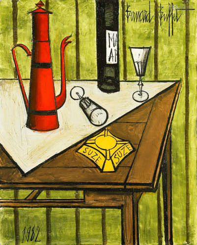 Nature morte à cafetière rouge 32 x 25 3/4 in (81.3 x 65.4 cm) BERNARD BUFFET(1928-1999)