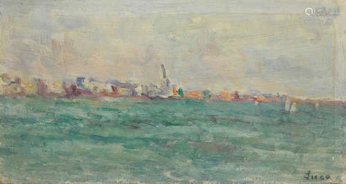 Vue de Paramé 4 1/2 x 8 5/8 in (11.4 x 21.9 cm) Maximilien Luce(1858 - 1941)