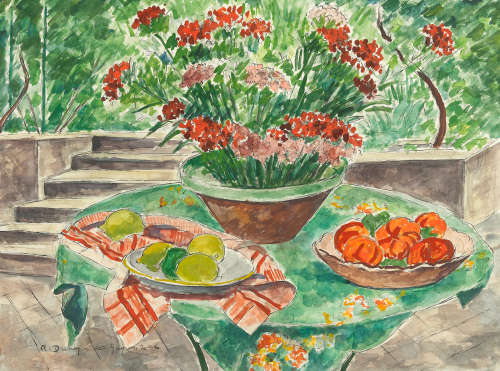 Oeillets et fruits 22 3/4 x 31 in (57.8 x 78.7 cm) ANDRÉ DUNOYER DE SEGONZAC(1884-1974)