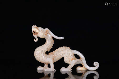 220BC-220AD, A ANCIENT STYLE HETIAN JADE DRAGON DESIGN CARVING ORMENTS, HAN DYNASTY