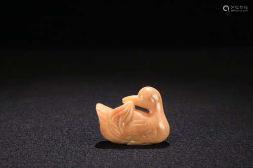 17-19TH CENTURY, A GOOSE DESIGN HETIAN JADE CARVING, QING DYNASTY.