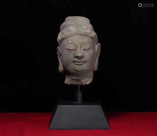 10-12TH CENTURY, A STONE BUDDHA HEAD STATUE, SONG DYNASTY