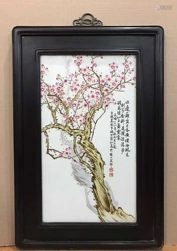 A PORCELAIN PAINTING OF PLUM BY TIANGUXIAN