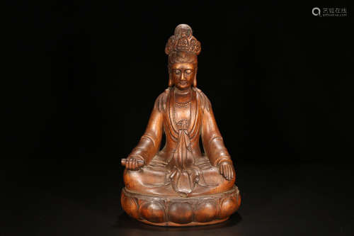 AN OLD AGILAWOOD ORNAMENT OF GUANYIN