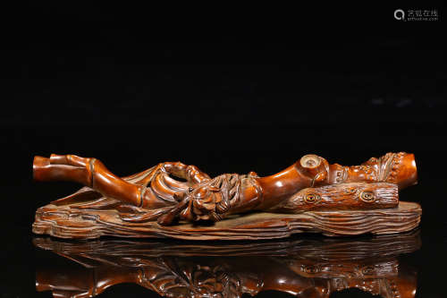 A HUANGYANG WOOD ORNAMENT WITH BAMBOO PATTERN