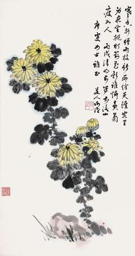 谢临风 2006 菊花 设色纸本 立轴