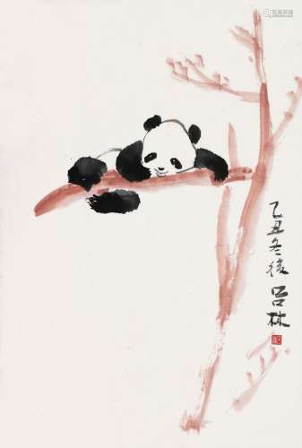 吕林 1985 熊猫 设色纸本 镜片