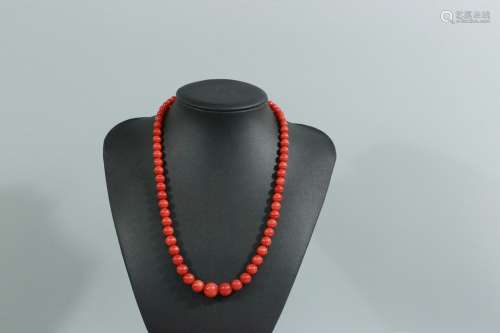 天然红珊瑚塔型珠项链