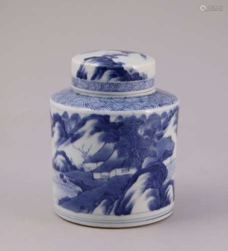 CHINE XIXe BOÎTE À THÉ en porcelaine à décor en bl…