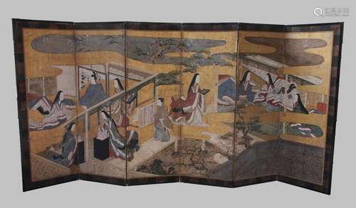 JAPON Fin d'époque EDO (1603 1868) PARAVENT à six …