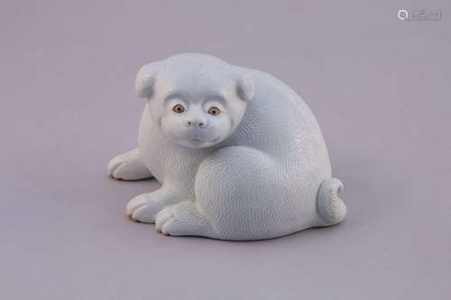 JAPON Époque MEIJI (1868 1912) CHIOT porcelaine bl…