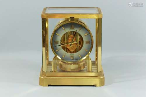 20世纪.瑞士老品牌“JAEGER-LECOULTRE”积家铜鎏金四方座钟（可正常行走）