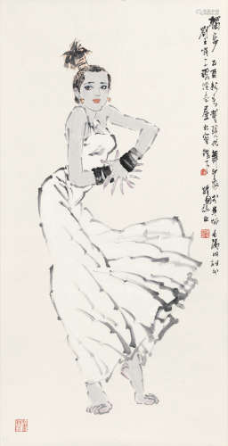 陈振国 2005年作 独步 镜片 设色纸本